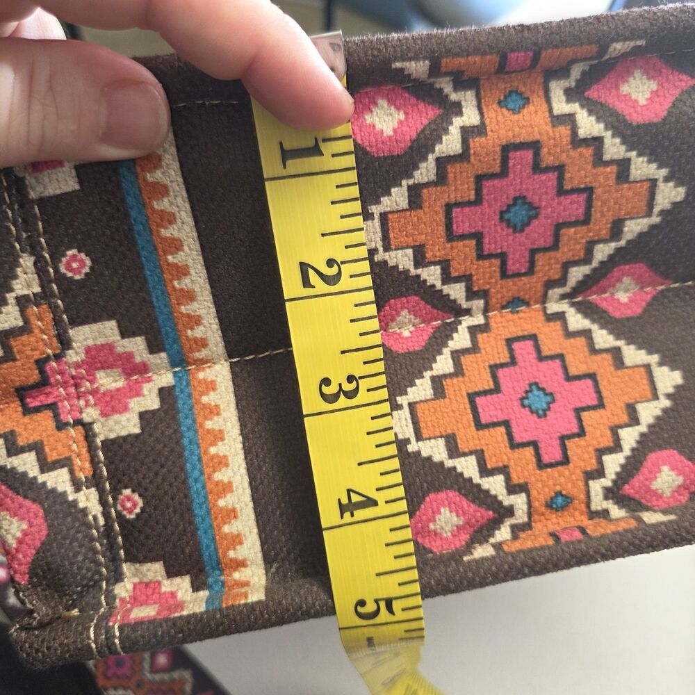 Wrangler Southwestern Aztec Canvas Tote Bag Crossbody Pink Brown Purse Cowgirl - Picture 6 of 6